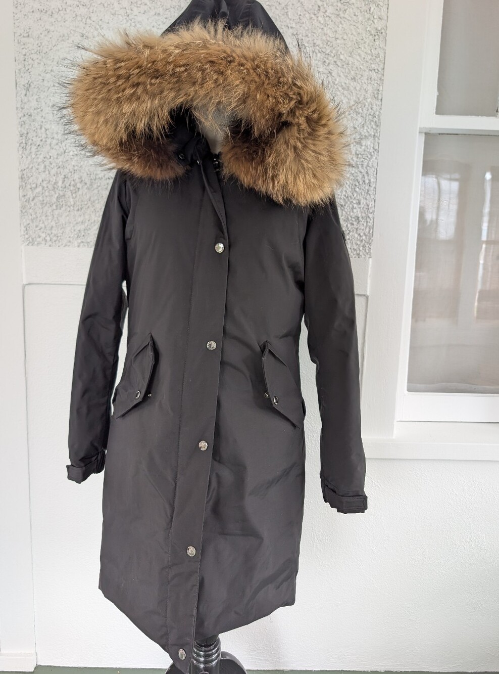 Women's Prada Puffer Parka Jacket Size 40 Fur Down Feather Coat